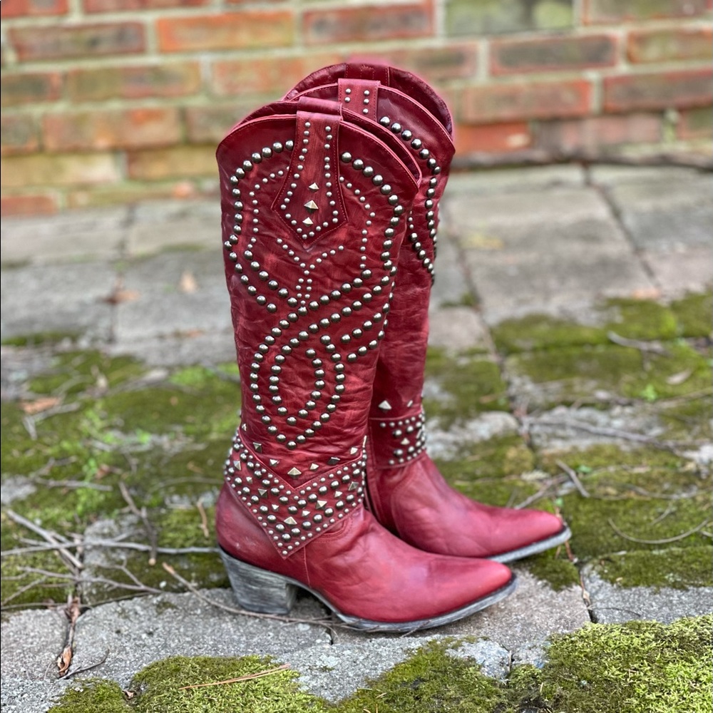 NIB Old Gringo Belinda Red Studded Leather Boots